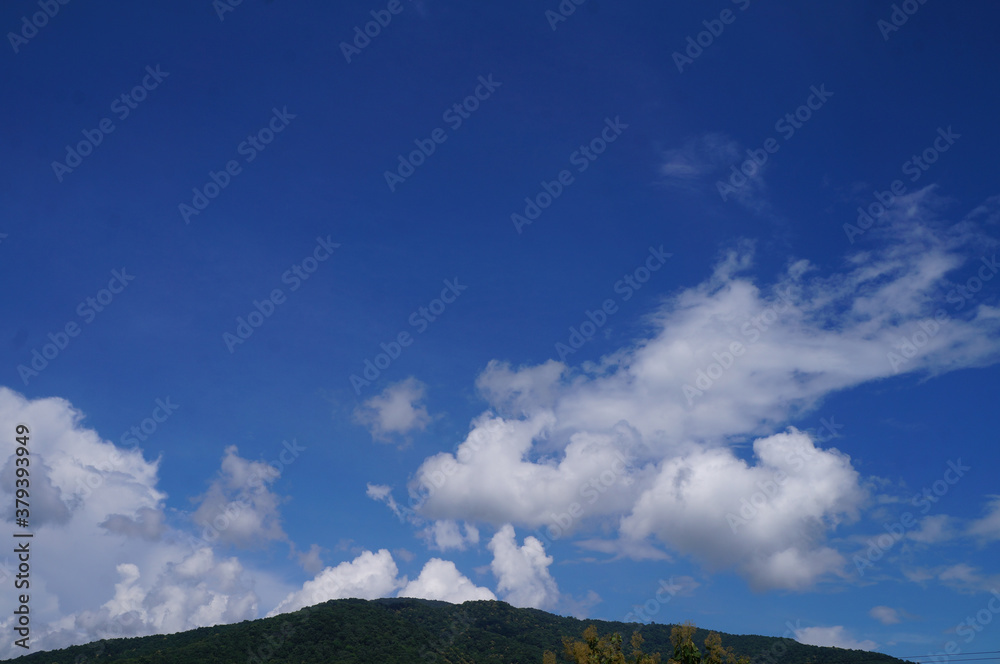 Green mountains, blue sky and beautiful background