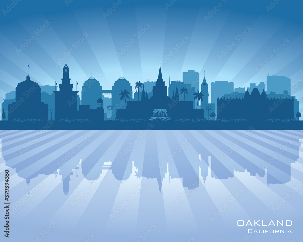 Oakland California city skyline vector silhouette