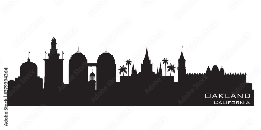 Oakland California city skyline vector silhouette