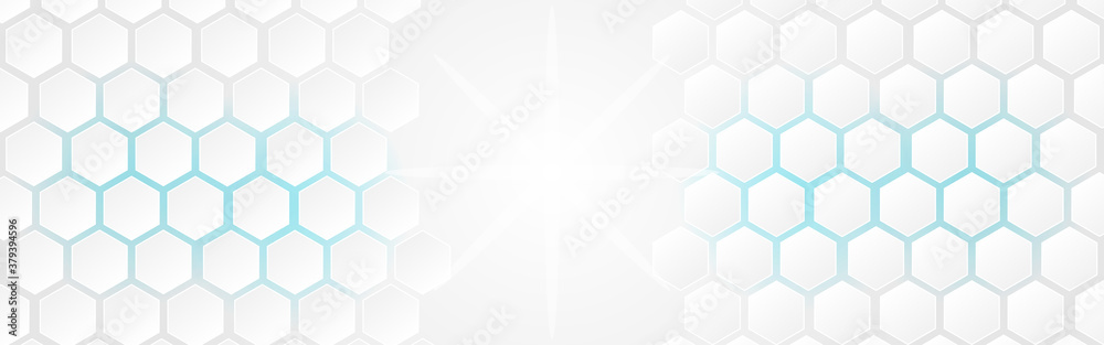 White abstract polygon banner background. Vector 3d hexagon paper of business technology blue energy texture.