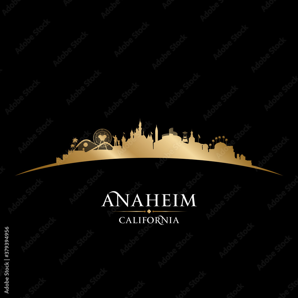 Anaheim California city silhouette black background