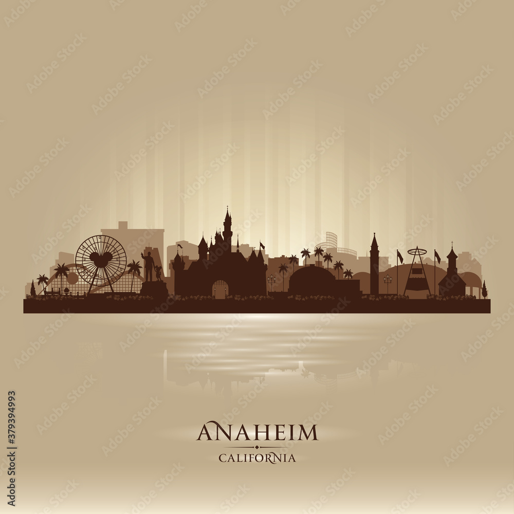 Anaheim California city skyline vector silhouette