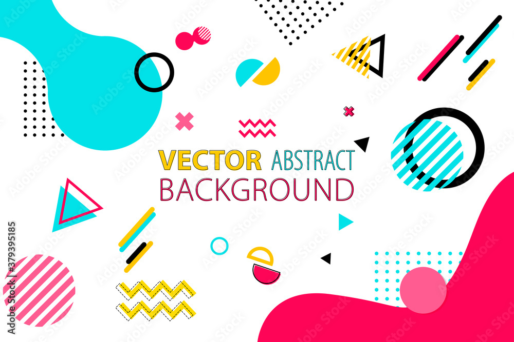 Abstract Geometric Background Memphis Style. Applicable for placards, brochures, posters, covers and banners. Vector illustration.