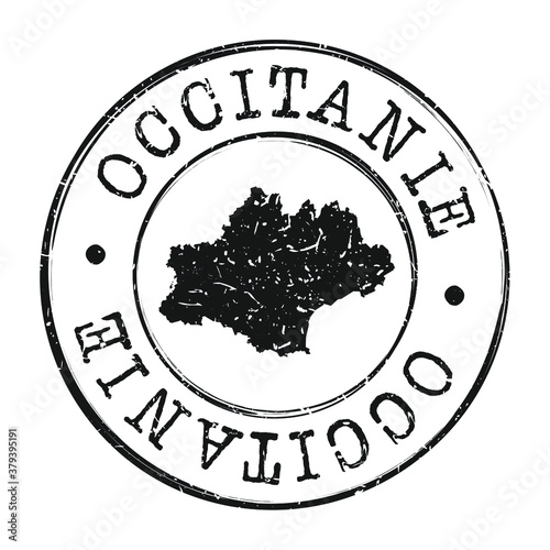 Occitanie, France Map Postmark. A Silhouette Postal Passport. Stamp Round Vector Icon. Vintage Postage Designs.