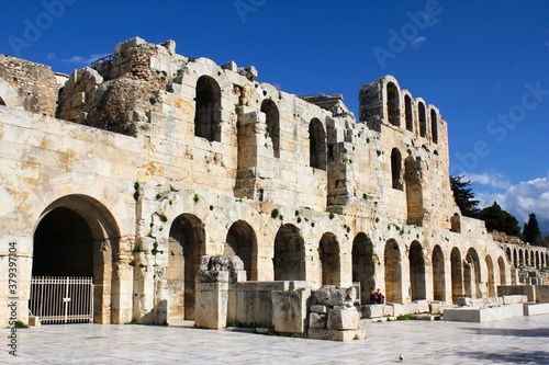 View of the Odeon of Herodes Atticus, Athens, Greece, February 5 2020.