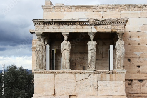 View of Erechtheio temple at the archaeological site of the Acropolis in Athens, Greece, February 5 2020. photo