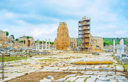 Among the ruins of Perge, Antalya, Turkey. photo