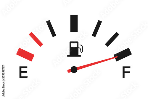 Fuel tank indicator. Car fuel gauge. Petrol or diesel level. Vector illustration.