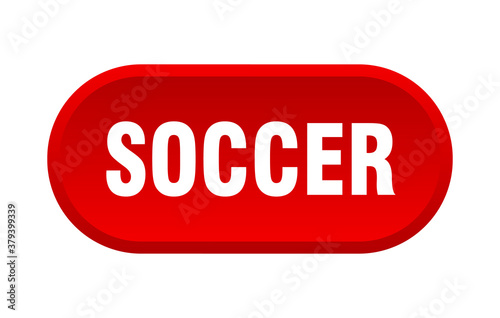 soccer button. rounded sign on white background