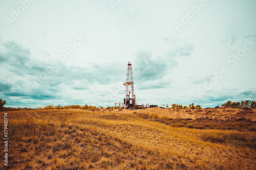 Drilling rig in oil field for drilled into subsurface in order to produced crude. 	