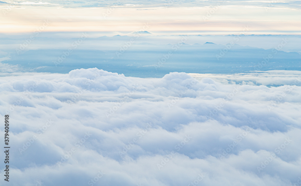 Sea of fog on the top of mountain.