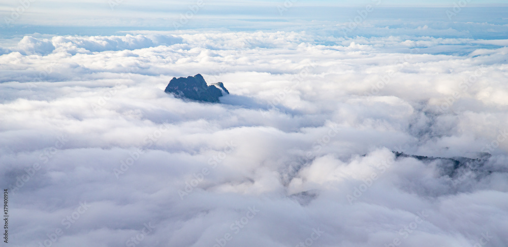 Fototapeta premium Sea of fog on the top of mountain.