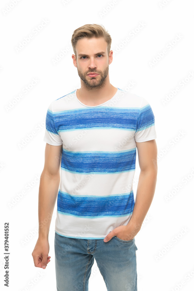 custom made wallpaper toronto digitalsexy man with bristle on face wearing trendy summer shirt isolated on white background, male fashion