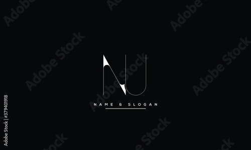 NU UN N U Letter Logo Design with Creative Modern Trendy Typography