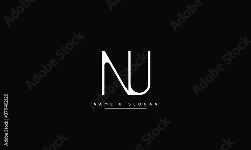 NU, UN, N, U Letter Logo Design with Creative Modern Trendy Typography
