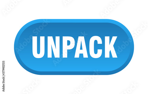 unpack button. rounded sign on white background