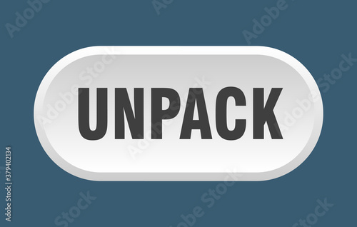 unpack button. rounded sign on white background