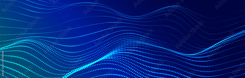Wave of particles on dark background. Technology backdrop. Pattern for presentations. Vector illustration Wave of particles on dark background. Technology backdrop. Pattern for presentations. Vector illustration