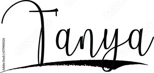 Foto Tanya Calligraphy Handwritten Typography Text on
White Background
