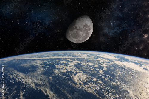 Fototapeta Naklejka Na Ścianę i Meble -  High quality Deep space iimage with the earth and the moon . Elements of this image furnished by NASA