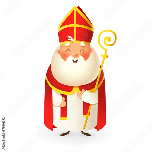 Saint Nicholas - happy cute character - vector illustration isolated
