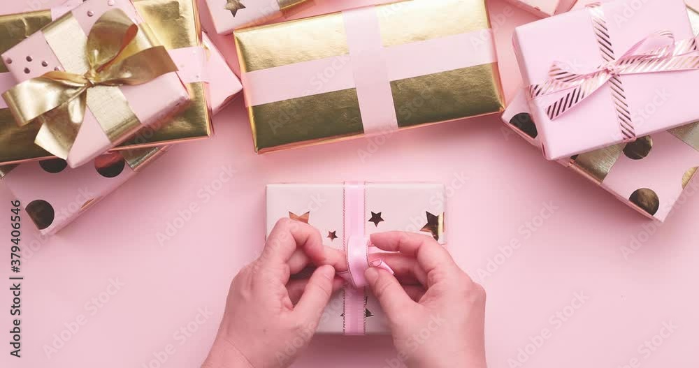 Woman packing gift