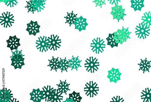 Light Green vector template with ice snowflakes.