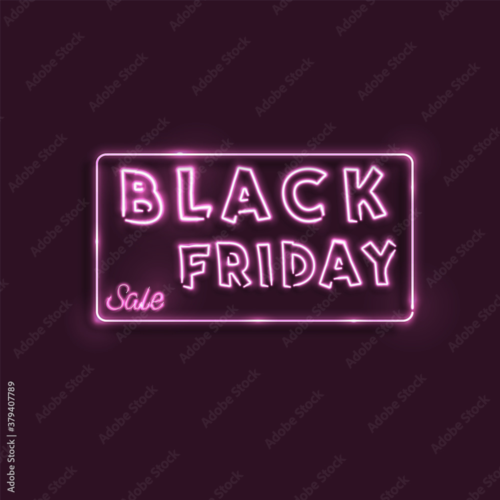 Black friday sale. Glowing neon letters