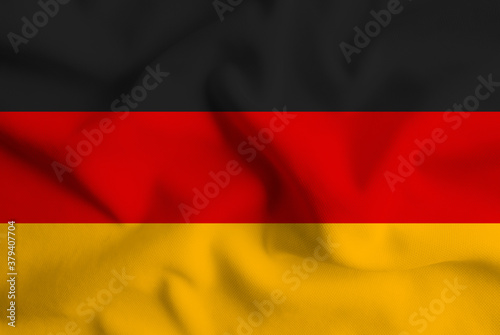 German flag overplayed on rippled clothes.