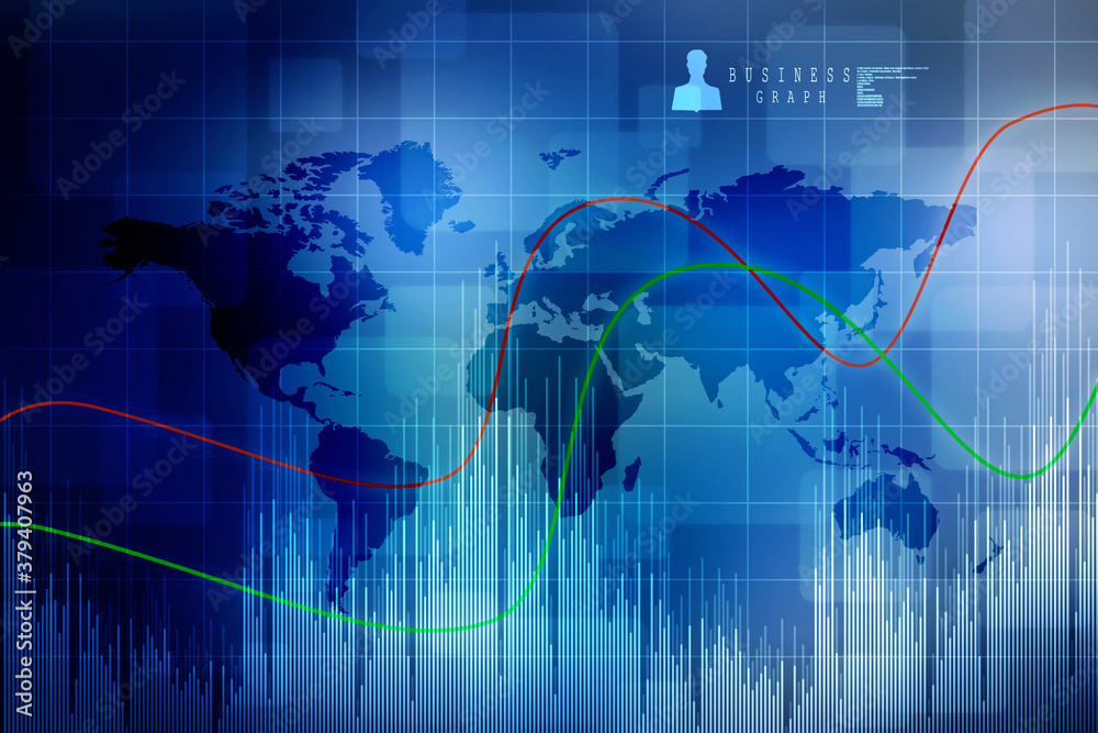 2d rendering Stock market online business concept. business Graph 2d rendering Stock market online business concept. business Graph