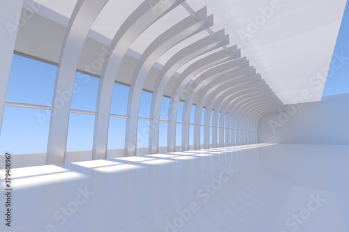 Abstract Architecture Background. 3d Illustration of White Building. Modern Geometric Wallpaper. Futuristic Technology Design
