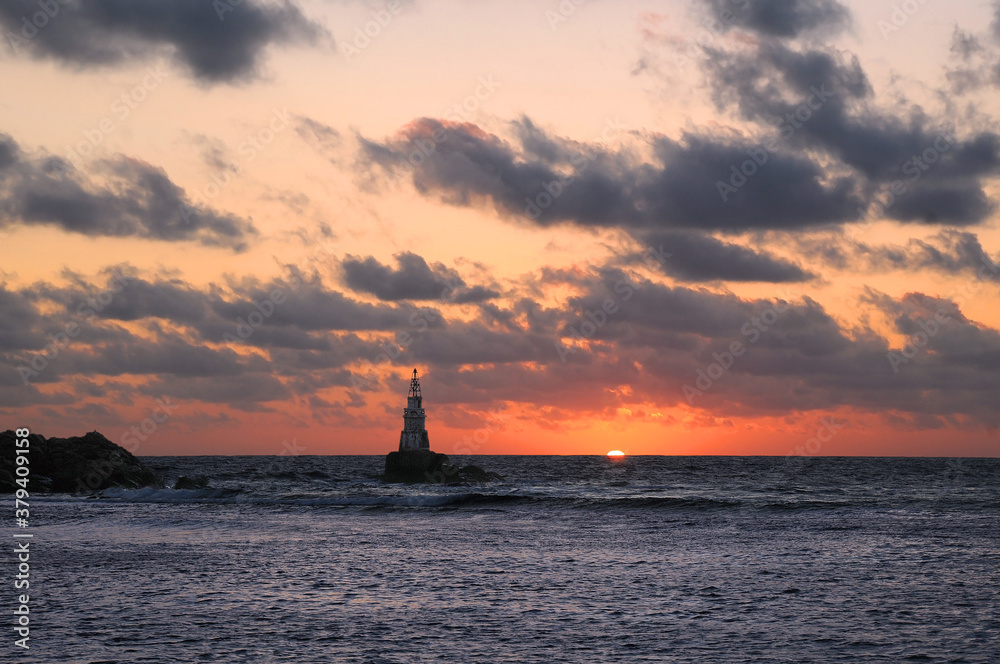 Lighthouse in Akhtopol at dawn