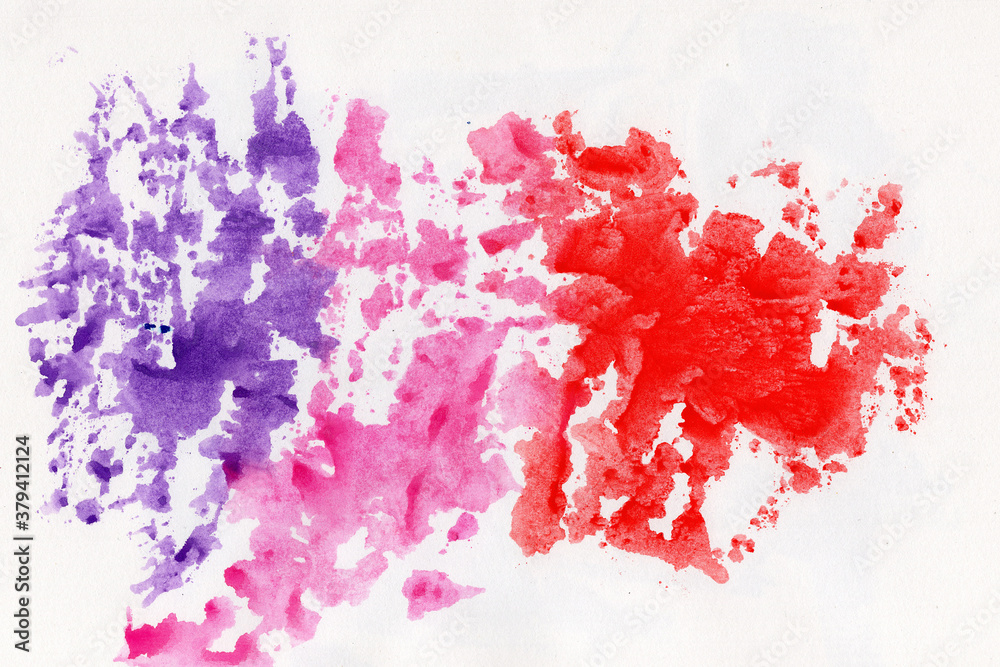 Watercolor background in purple, pink and red color shades