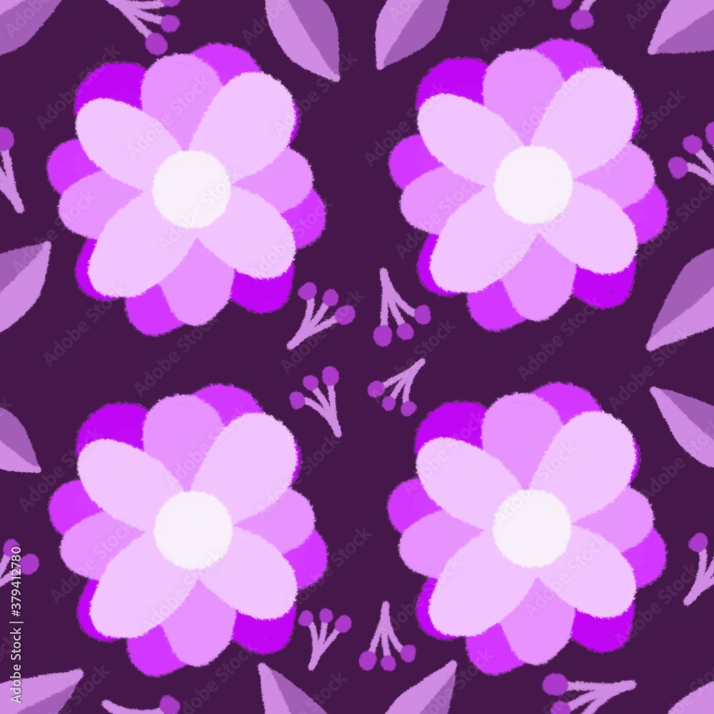 Naklejka premium Background illustration with purple flower pattern.