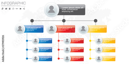 Corporate organization chart with people icons. Vector illustration.