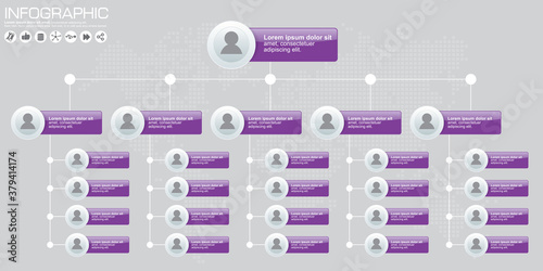 Corporate organization chart with people icons. Vector illustration.
