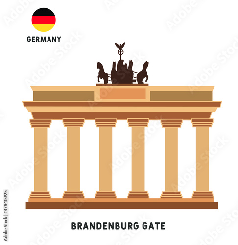 Colorful vector Brandenburg gate, famous landmark of Berlin, Germany. Vector   illustration isolated on white background. Berlin travel concept. Stock illustration