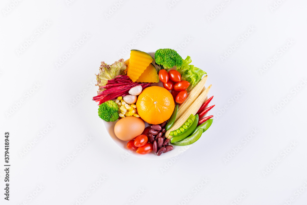 World food day, Vegetarian day concept. Breakfast meal in bowl on white table background. World food day, Vegetarian day concept. Breakfast meal in bowl on white table background.