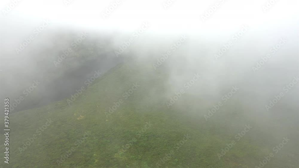 Drone view over Volcano Crater lakes in Flores Island, Azores, Portugal. Drone view over Volcano Crater lakes in Flores Island, Azores, Portugal.