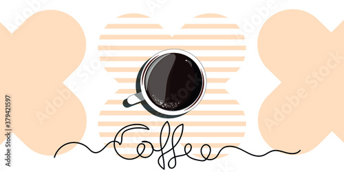 Trendy realistic vector illustration of white cups of aromatic coffee with froth top view. popular design cappuccino, americano, espresso, mocha, latte, cocoa