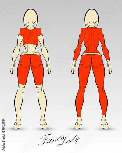 beautiful body woman, back fitness lady, sportswoman