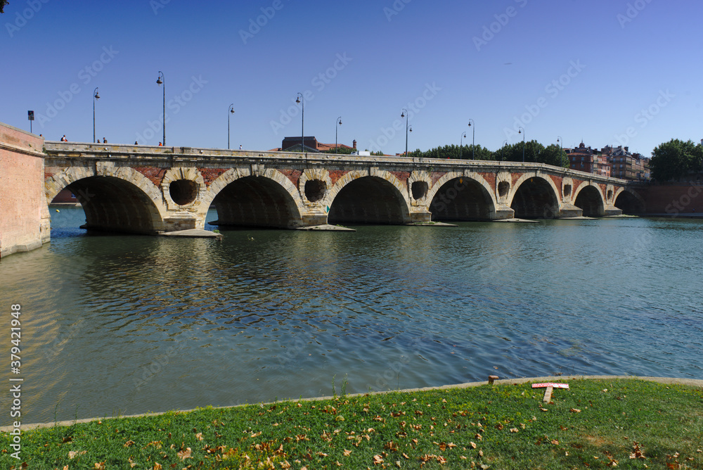 Naklejka premium view of the Pont Neuf in Toulouse on the Garonne