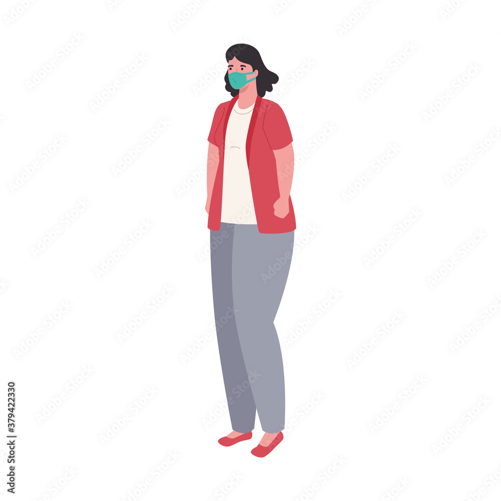woman with mask design of medical care and covid 19 virus theme Vector illustration