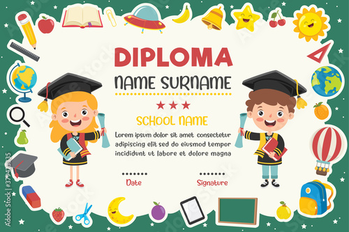 Diploma Certificate For Preschool And Elementary School Kids