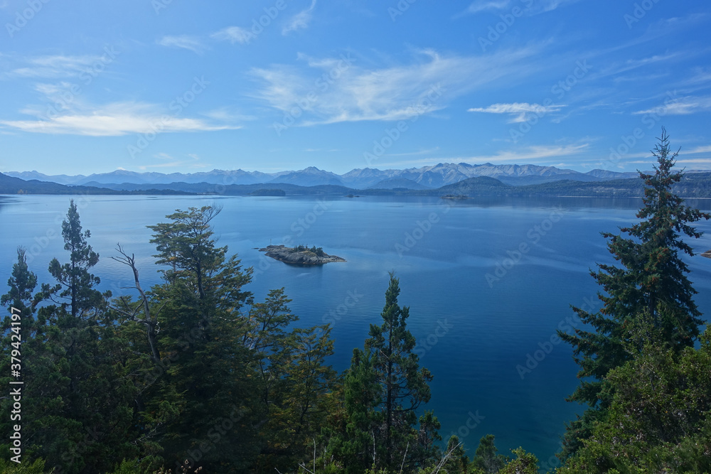 Landscape view of Lago Nahuel Huapi Lake from Llao Llao in Bariloche Argentina