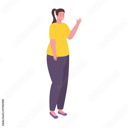 Plus size woman cartoon design, Young model overweight fashion attractive adult style fashionable weight and curvy theme Vector illustration