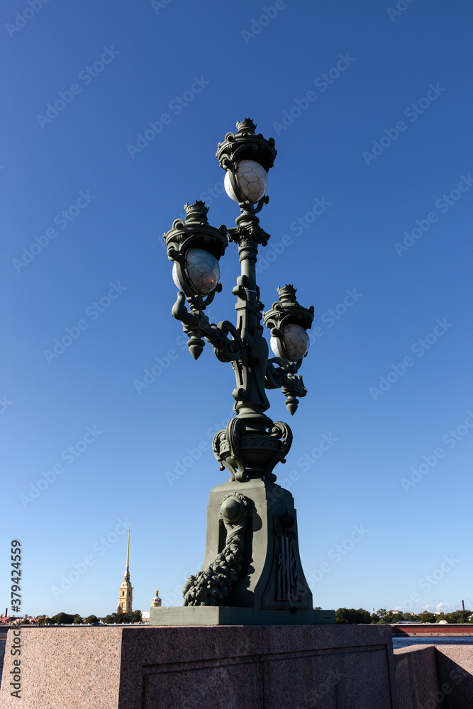 Flashlight. Troitsky bridge. Saint-Petersburg