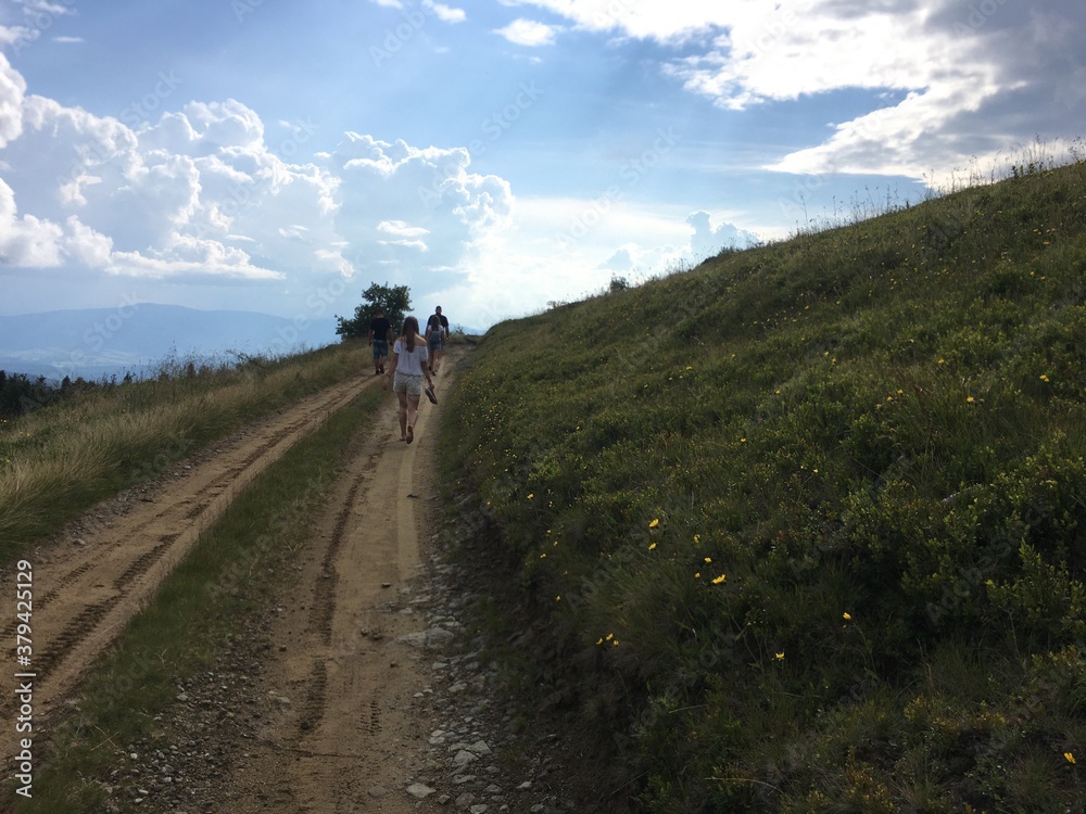 hiking in the mountains