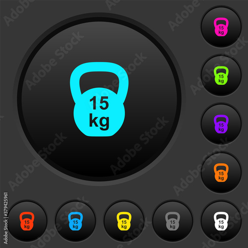 Kettlebel 15 Kg dark push buttons with color icons