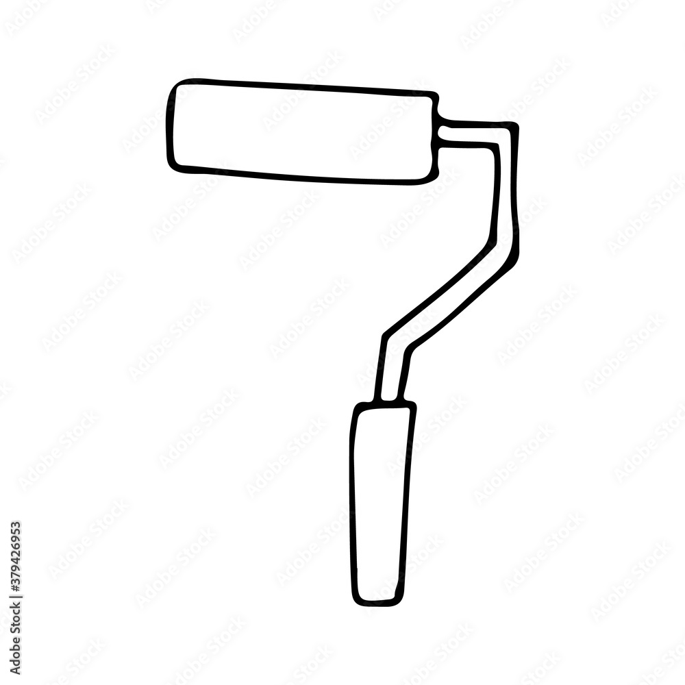 Doodle paint roller illustration in vector. Hand drawn paint roller illustration in vector Doodle paint roller illustration in vector. Hand drawn paint roller illustration in vector